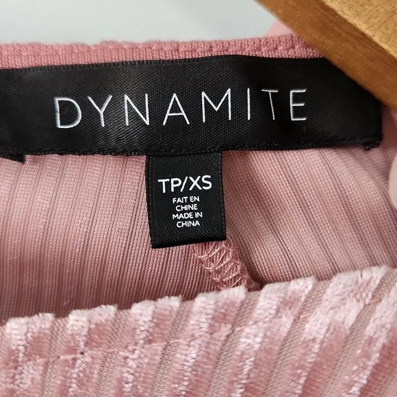 Dynamite Pink Ribbed Velvet Midi Dress – Long Sleeve Bodycon - Picture 5 of 15